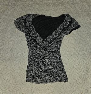 The Limited Black & White Cap-Sleeve Wrap-Style Blouse